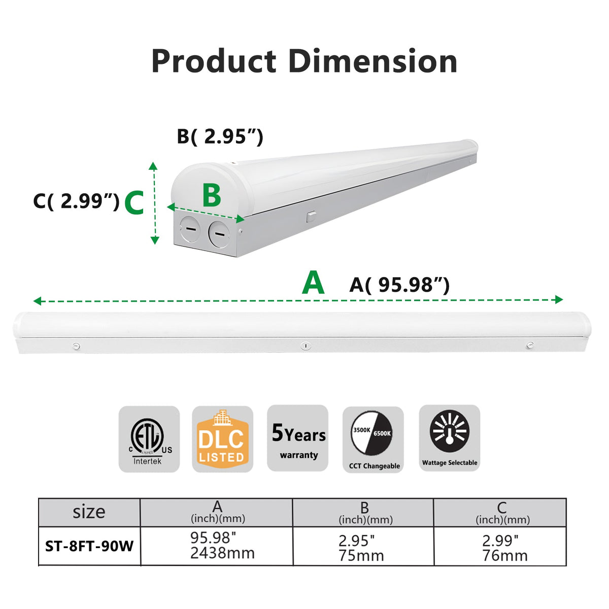 Synvolt Lighting 8FT Linear Strip Light